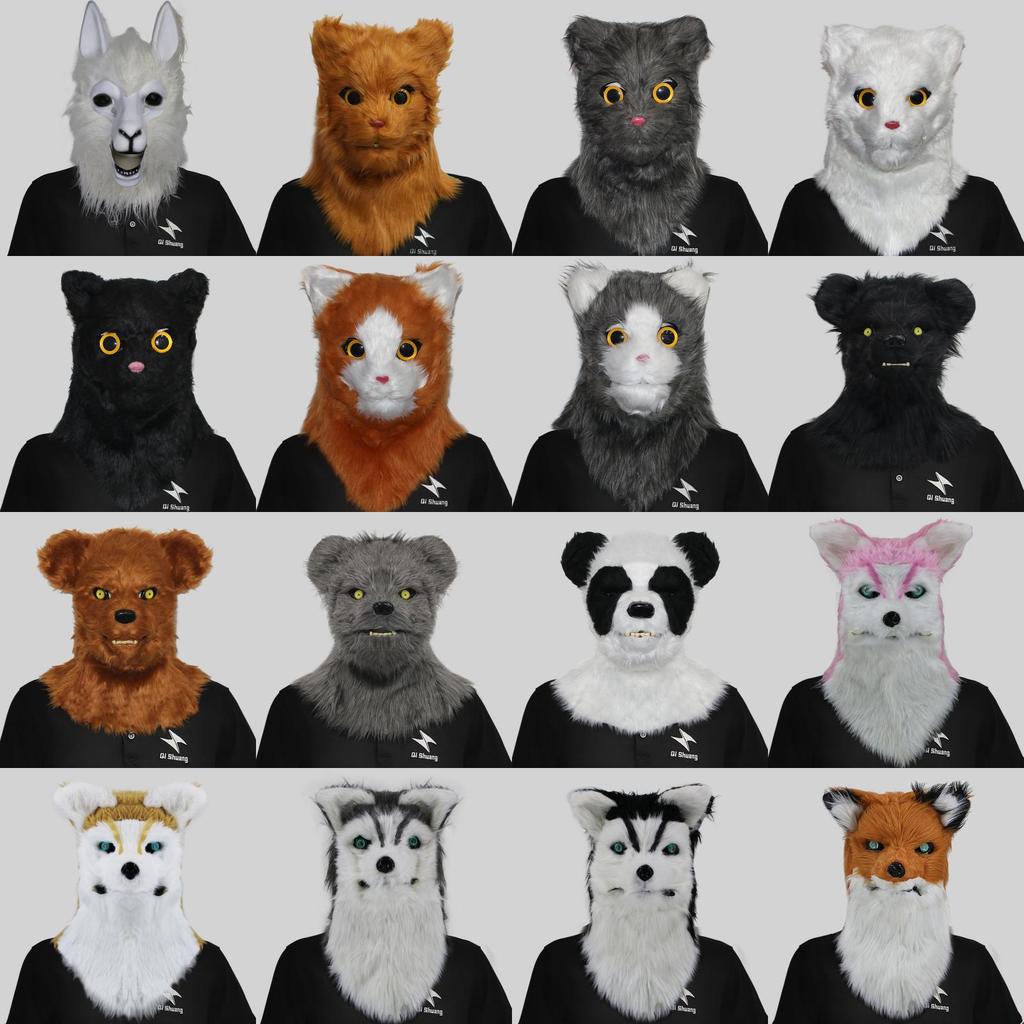 Уморительные маски голов животных с открывающимся ртом, изображающие гориллу, тигра, волка, для праздничных мероприятий