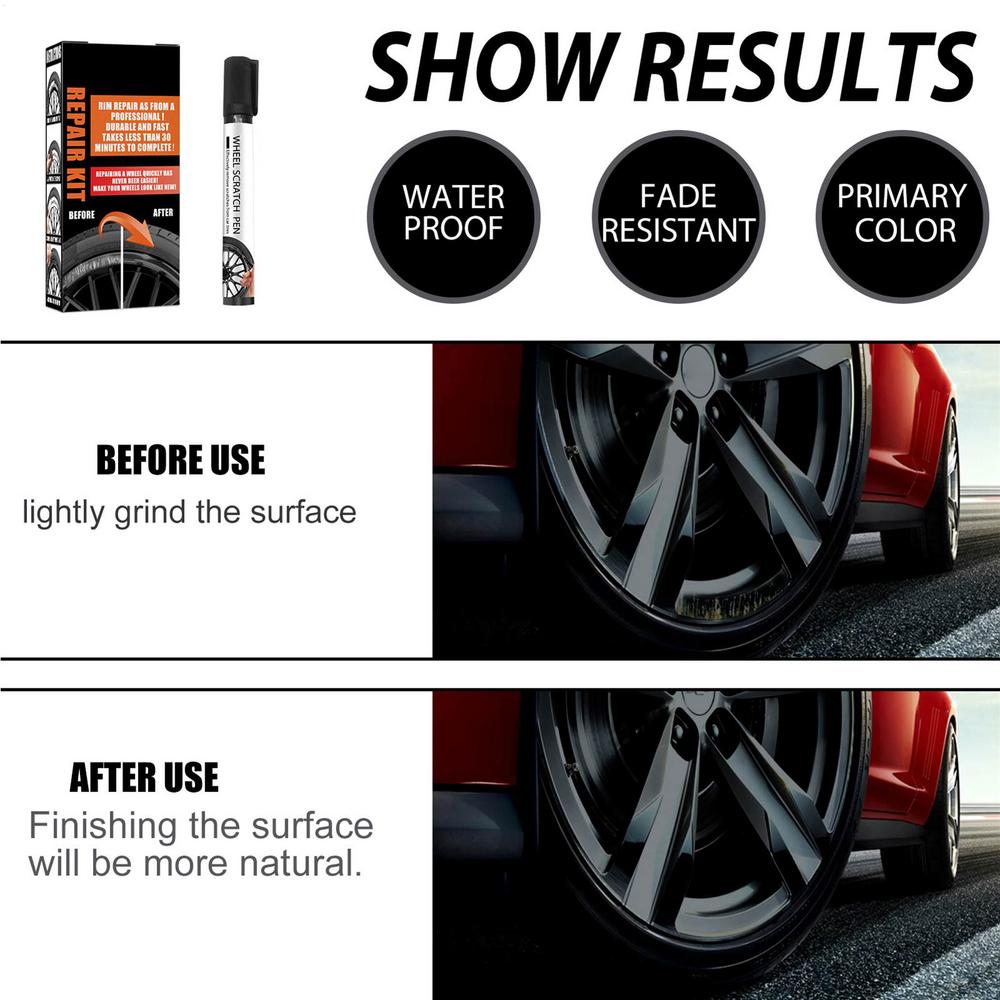 Wheel Rim Repair Kit Automotive Black Alloy Wheel Rims Paint Fill Pen Set Car Wheel Repair Quick Dry Coverage For Black Tire Rim