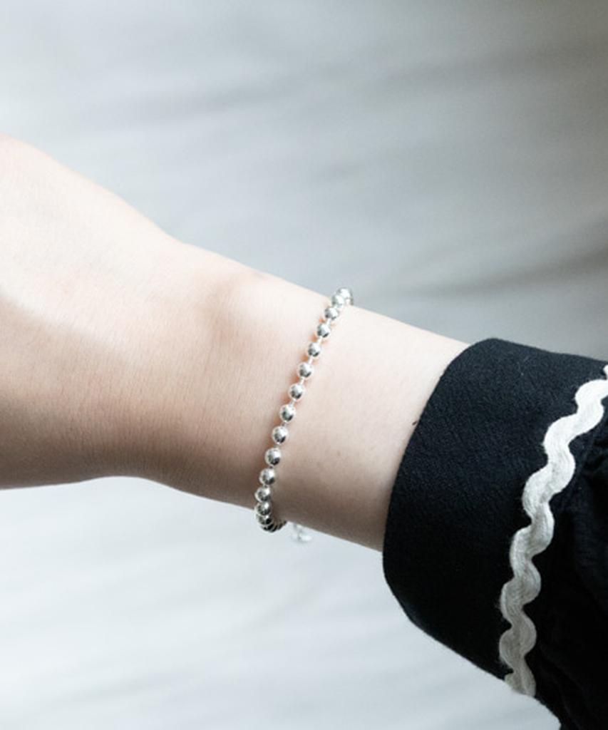 Alleun Серебро 925 Шариковая Цепь Длинный Массивный Браслет (Тип А)