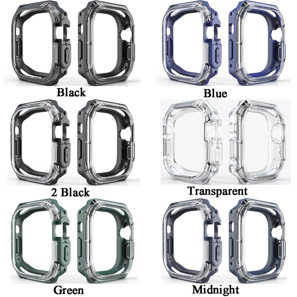 Чехол TPU PC без пленки для Apple Watch Ultra/Ultra 2 Series 9 8 7 6 5 4 SE 49 мм 44 мм 40 мм 45 мм 41 мм Прозрачный защитный бампер Аксессуары