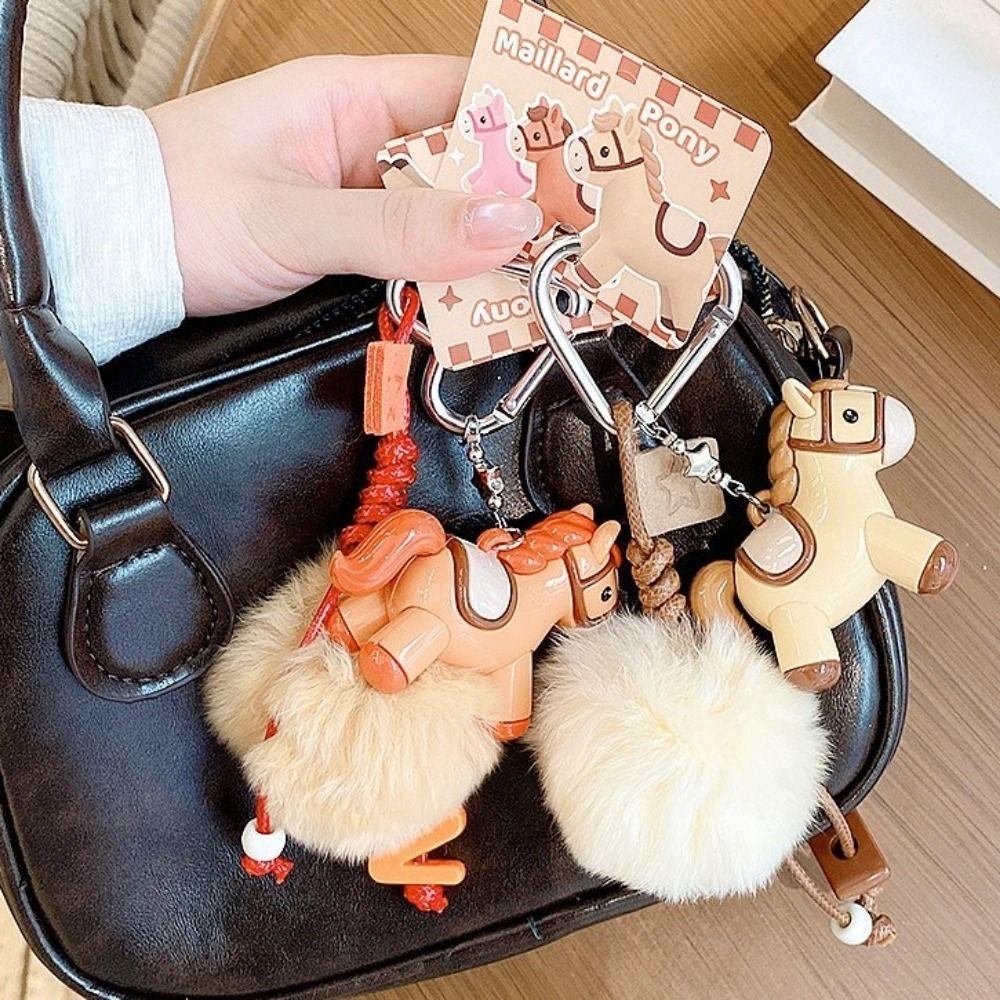 with Ball Horse Keychain Chinese Style New Year Keyring Cute Plush Pony Keychain  Kids Gifts