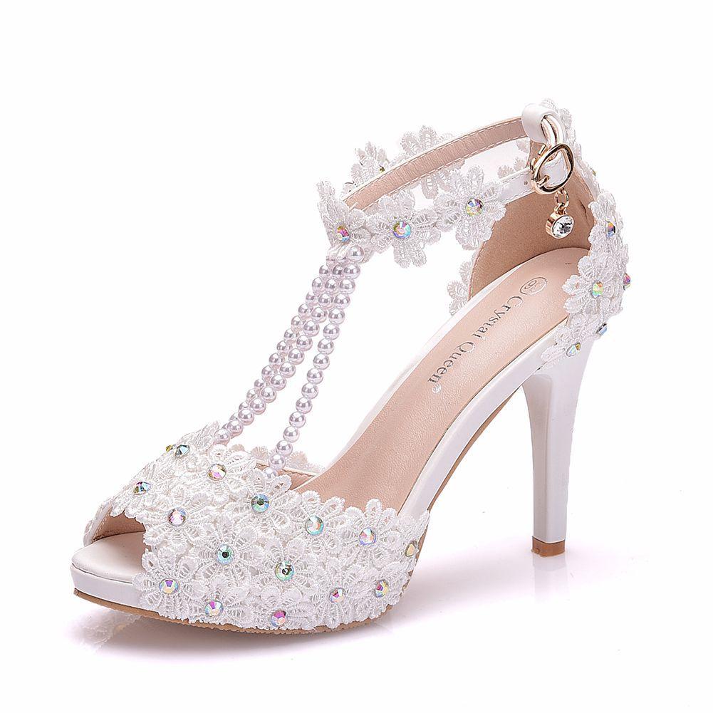 Европейская и американская мода Босоножки на высоком каблуке с платформой, водонепроницаемые, с бисером, с открытым носком