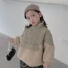Girls Winter Loose Padded Splicing Sweatshirt Thickened Warm Pullover Jacket