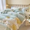 Winter Milk Velvet Flower Patch Embroidered Four-piece Set of Small Fresh and Gentle Bedding Set