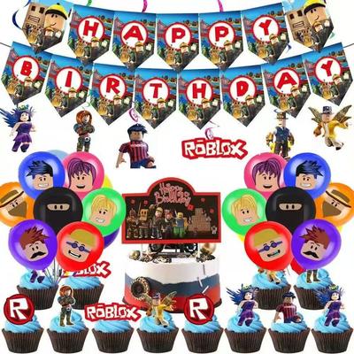 Товары для вечеринки в виртуальном мире Roblox: Тарелки, Чашки, Скатерть, Баннер, Воздушные шары, Украшения
