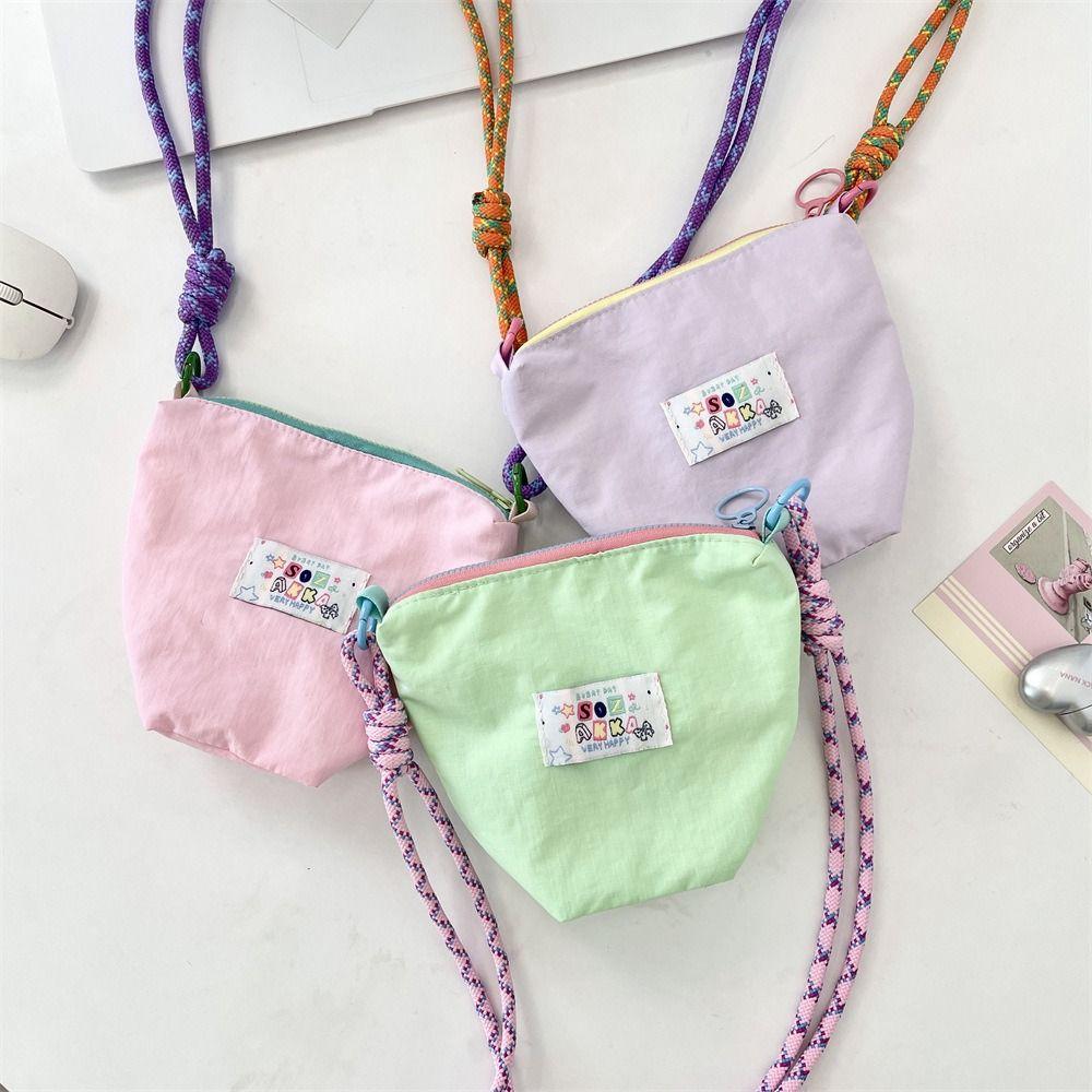 Sweet Dopamine Color Purse Candy Color Crossbody Phone Purse Fashion Canvas Bucket Bag  Students