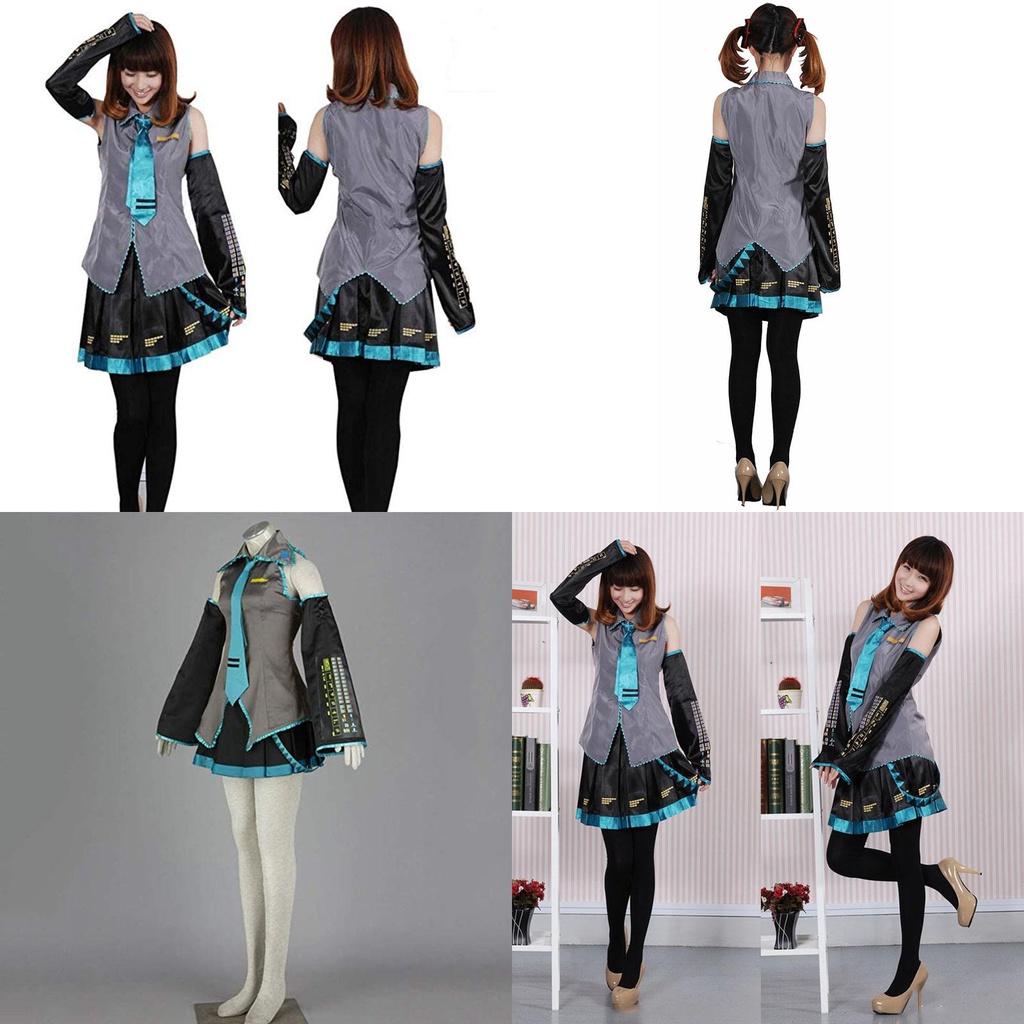 Изысканный костюм для косплея Hatsune Miku Vocaloid, парик, топы, платье, галстук, полный наряд