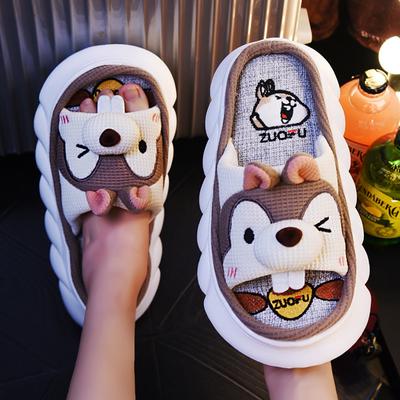 Льняные тапочки женские для дома и дома на все времена года с противоскользящим впитывающим эффектом весна и осень хлопок и лен прекрасные 2024