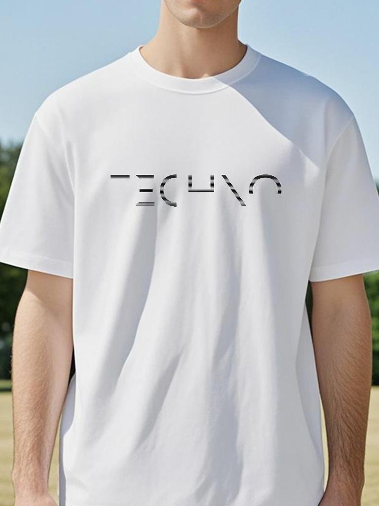 Techno Music Minimalist Design For Dj Rave Party Print T Shirt Casual Unisex Summer Streetwear Tops Tee Oneck Breathable Tshirt