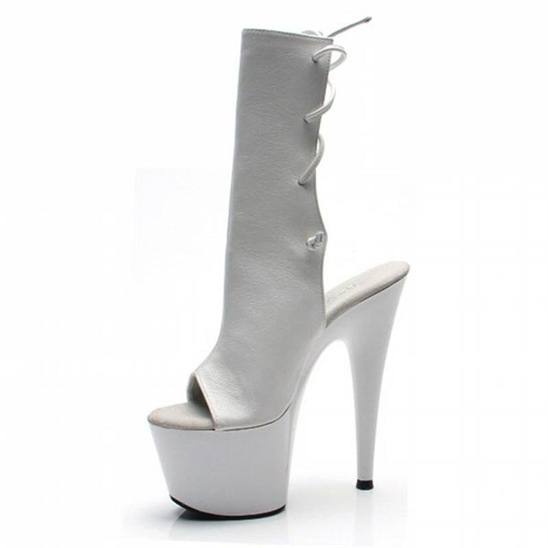 17 см новые осенние кожаные ботинки черные женские ботинки водонепроницаемые на платформе супер высокий каблук модные ботинки тонкий каблук