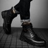 Мужские ботинки из натуральной кожи, тактические ботинки с толстой подошвой, черные универсальные повседневные ботинки для мужчин, дизайнерские мотоциклетные ботинки