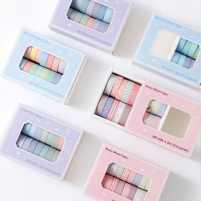 20 рулонов Macaron Washi Tape Set Rainbow Masking Tape Set 10 мм(0,4 дюйма) Широкая цветная декоративная лента для рукоделия