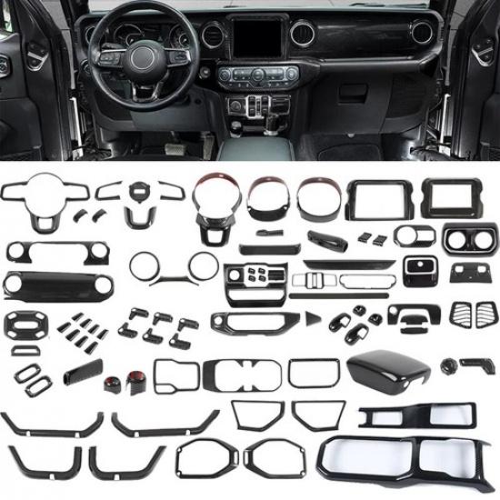 Комплект накладок на рулевое колесо из углеродного волокна для Jeep Wrangler JL JT 2018-