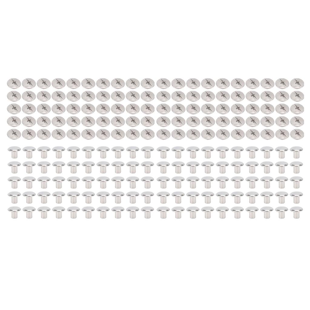 100 Pair 0.16x0.2x0.33in Rivet Stud Set Round Flat Head Stainless Steel Rivet and Screw Kit for