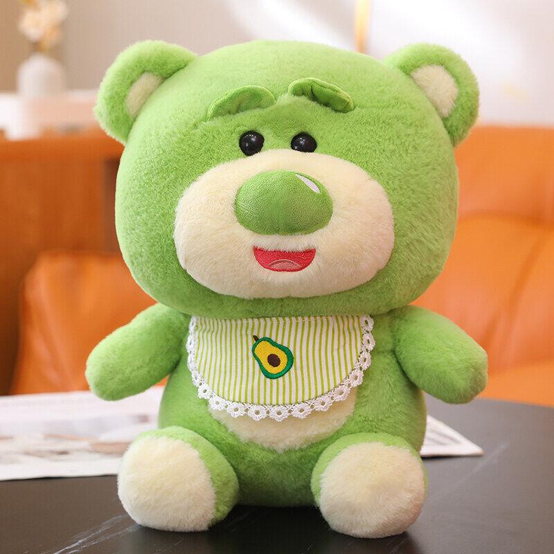 Cute Green Strawberry Bear Stuffed Animal Plush Toy Avocado Apron for Children's Gift