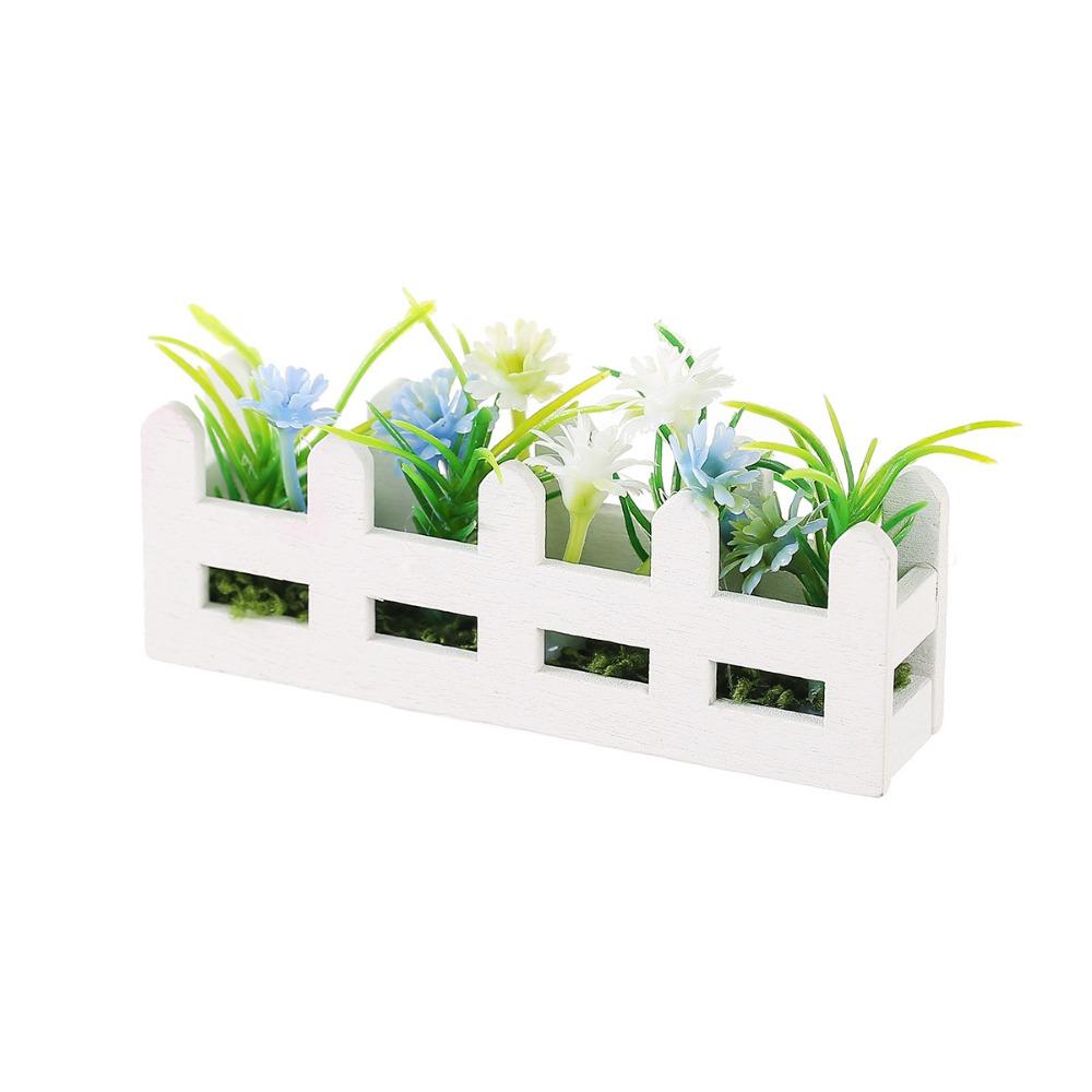 1:12 Scale Flower Fence Decor Lifelike Miniature Potted Plants Toys  Doll House Decor