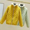 New Fashion Autumn Cashmere Women's Jacket Winter Stand Collar Thick Student Parkas Pink Green Yellow Warm Coat