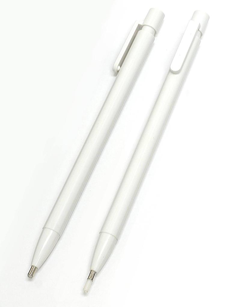 Тонкий пенал из воловьей кожи, черный, с тонким ластиком белого цвета и набором механических карандашей AP150 1965 года выпуска с металлическим зажимом, белого цвета, 2 шт., с выбивным стержнем