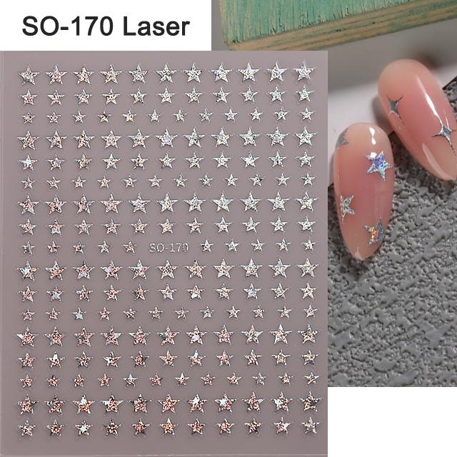 Наклейки для ногтей с серебристыми звездами, 3D бронзирующий лазер, белый крест, звездный свет, глянцевый Y2k, стильные клейкие украшения для маникюра, SO-167