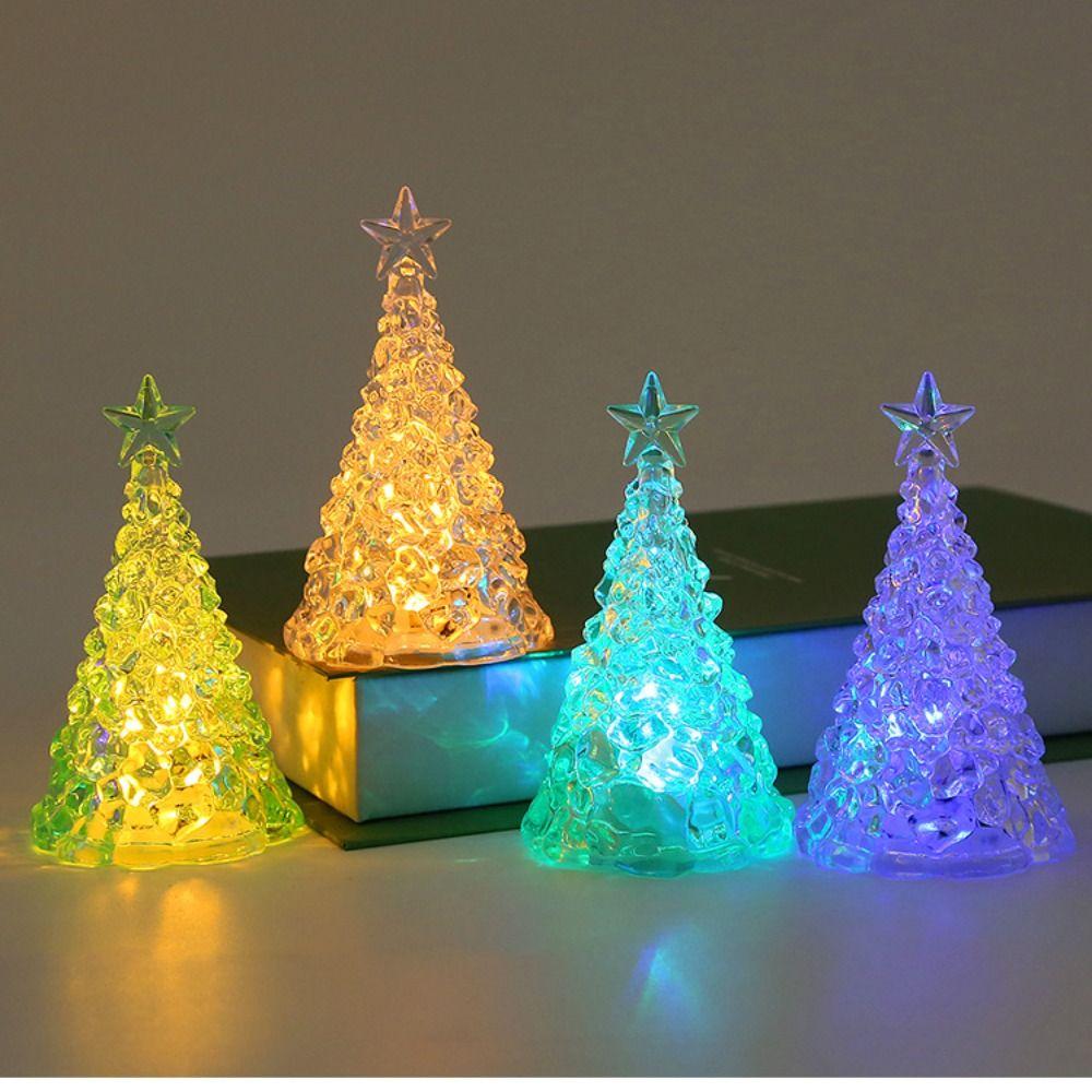 Luminous Christmas Tree Crystal Lamp Transparent Xms Eve Candle Lights Party