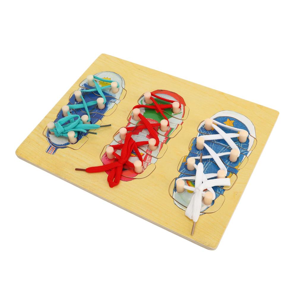 Деревянная игрушка-шнуровка для обуви для малышей и детей, обучающий набор для завязывания шнурков, тренировочная доска для завязывания обуви