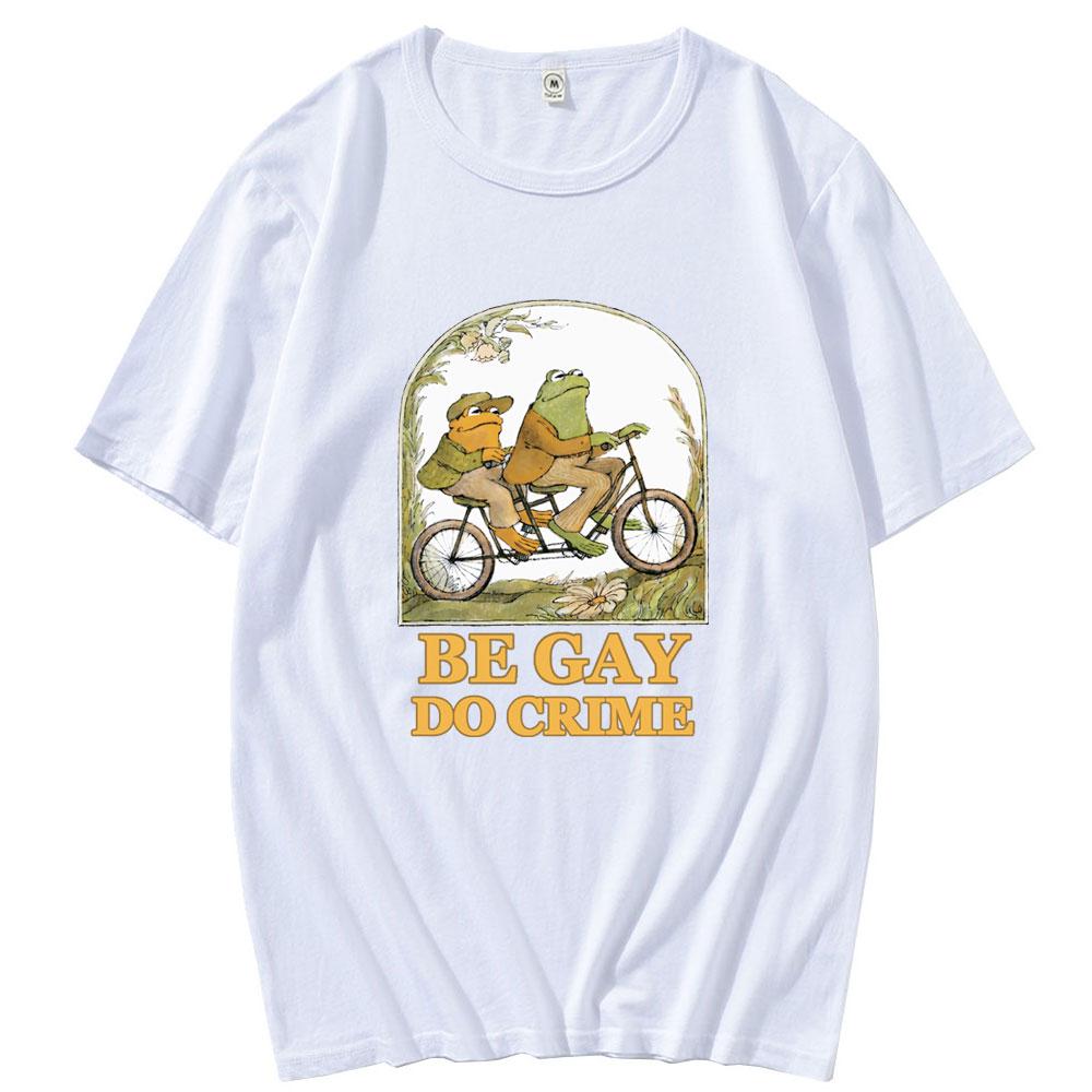 Summer Ride Bike Frog TShirt Men Women Harajuku Graphic Cotton Loose Short Sleeve Casual Trendy Streetwear