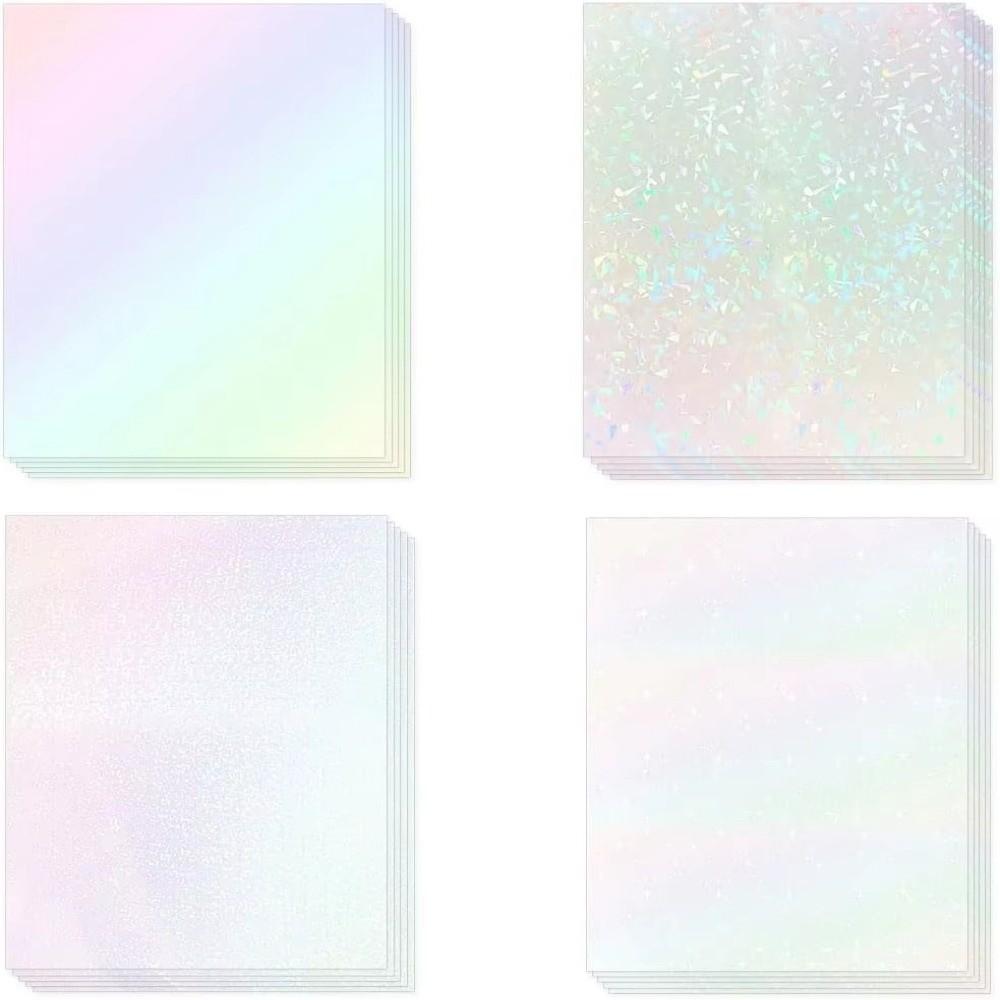 5Pcs A4 Holographic Sticker Paper Waterproof Vinyl Sticker 6 Styles Laminating Sheets  Card Photo