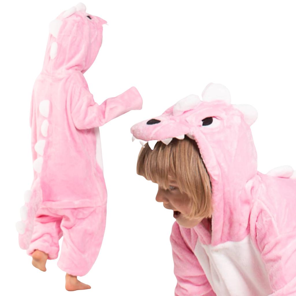 Piżama dla dzieci dziecięca kigurumi onesie kostium dinozaur różowy 135-145