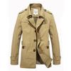 Spring And Autumn Men 'S Pure Cotton Mid -Length Plus Size Casual Trench Coat Parka