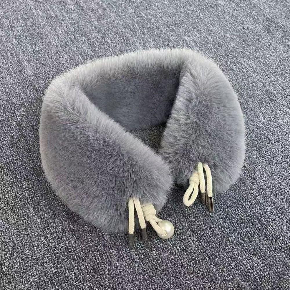 Faux Fox Fur Neckerchief Wrap Solid Neck Warmer for Jackets Coats Hoods Hats Accessory