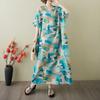 Women's Vintage Long Dress with Cotton and Linen Patterns