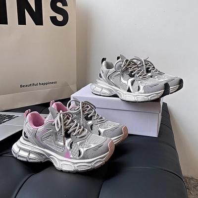 2025 Новая Мода Повседневная Спортивная Женская Обувь Сетчатый Верх Дышащая Ретро Сделать Старую Грязную Обувь Толстая Увеличение Папины Кроссовки