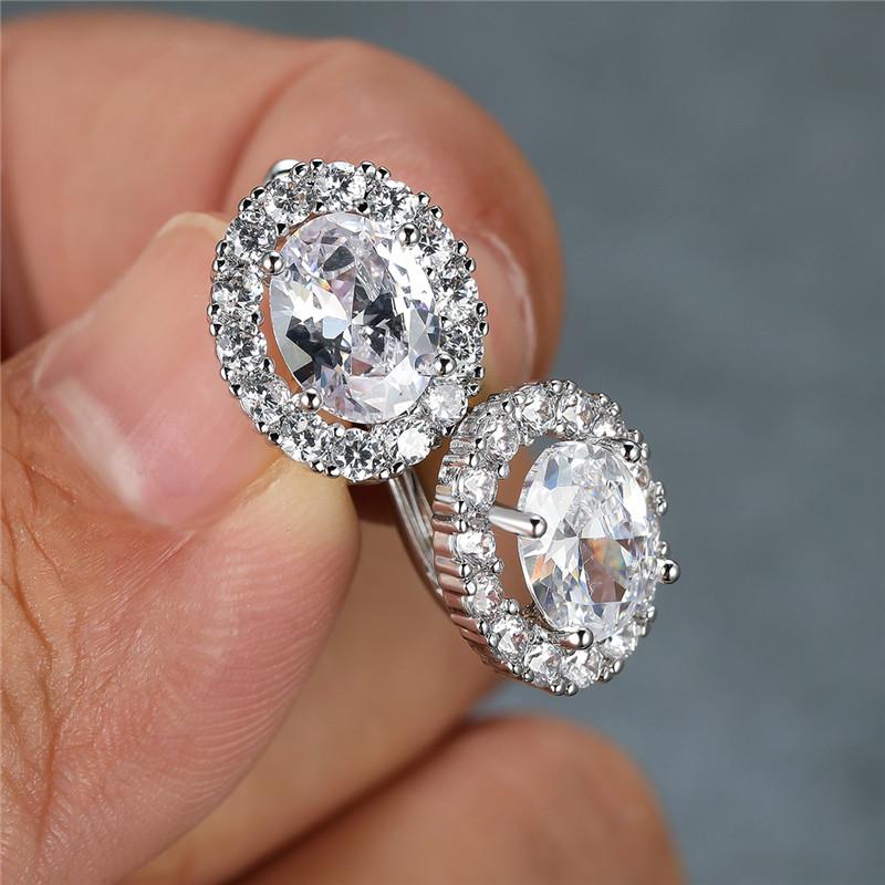 Роскошные Серьги-кольца с Кристаллами Желтый Овальный Камень Разноцветные Цирконы Маленькие Классический Серебристый Цвет Свадебные Серьги Для Женщин