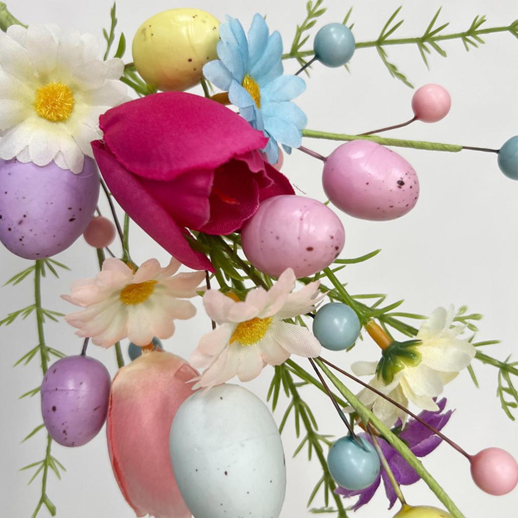 Easter Decorations Artificial Floral Easter Egg Picks Spring Stems Plastic Flower Decor Home Vase Filler Table Home Decor