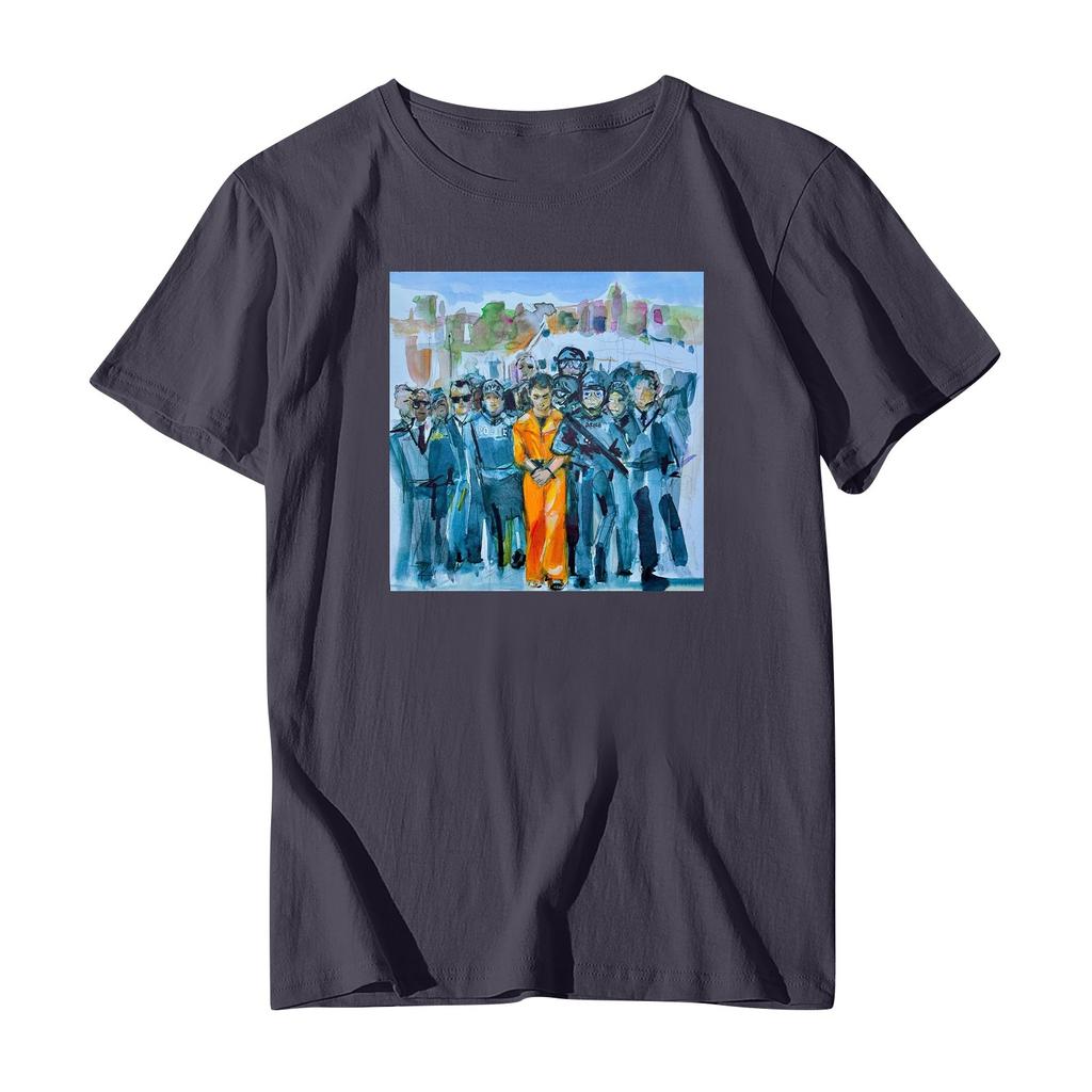 Повседневная модная спортивная футболка с круглым вырезом и принтом унисекс с коротким рукавом