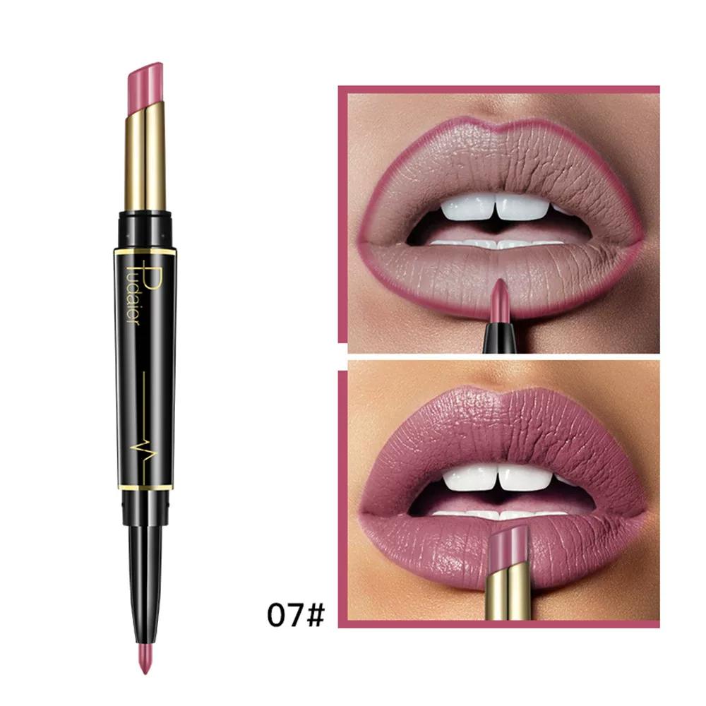 Double Lip Liner Pencil Lipstick Matte Long Lasting No Stain on Cup Easy to Color Lipstick Lip Pencil