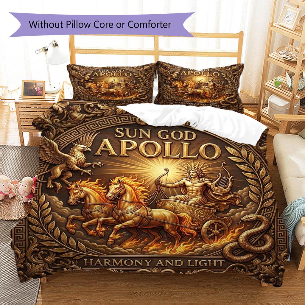 Apollo, the sun god Pattern Bedding Quilt Set Quilt Cover Pillowcase Home Decoration Birthday Gift (1 * duvet cover + 2 * pillowcase, without core)