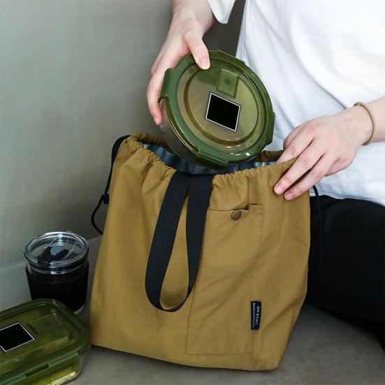 Изолированная сумка для ланча, большая вместимость, водонепроницаемая, износостойкая, с завязками, портативная, термоизолированная, для пикника, хранения, сумка-бенто