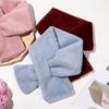 Elegant Winter Warm Faux Rabbit Fur Plush Neckerchief Wrap Neck Warmer Solid Color Cross Scarf