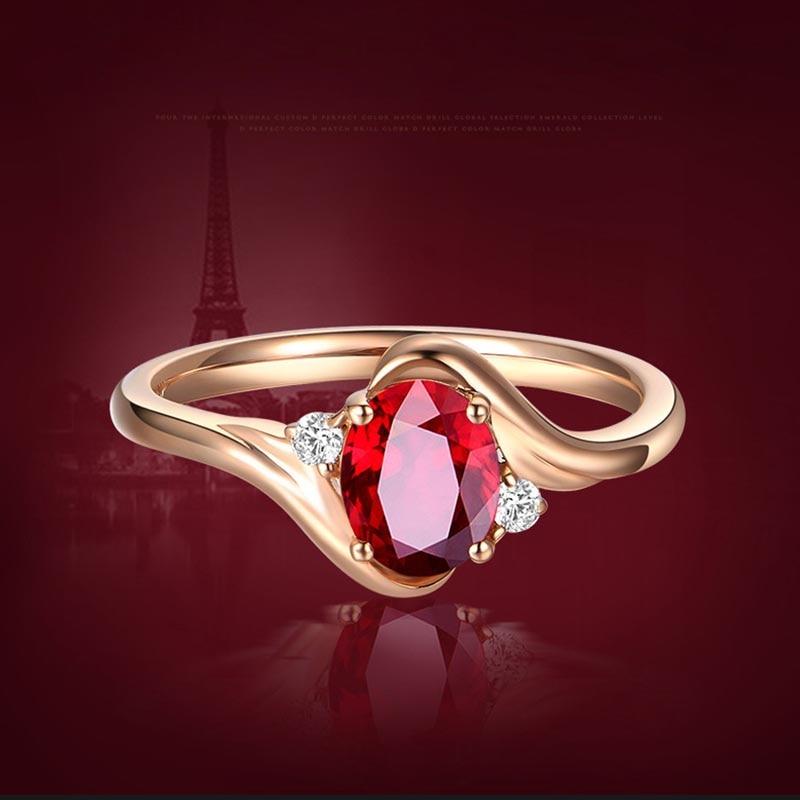 BELLA BOX Created Ruby Opening Adjustable Rings For Women Wedding Party Red Gemstone Ring Jewellery Gift