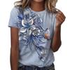 Casual Floral 3D Printed Short Sleeved Round Neck T-shirt