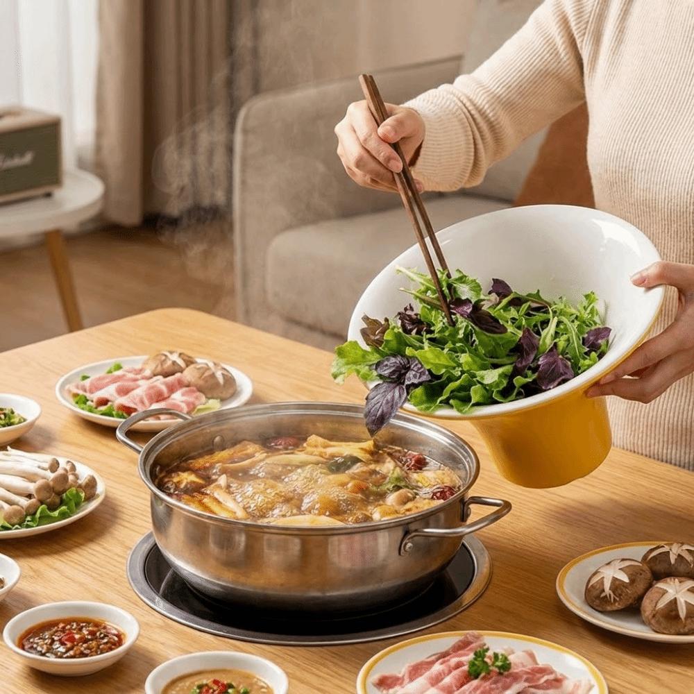 Stackable Slanted Mouth Bowl Large Capacity Hot Pot Dish Plate Horn Shaped Bowl  Home Dessert