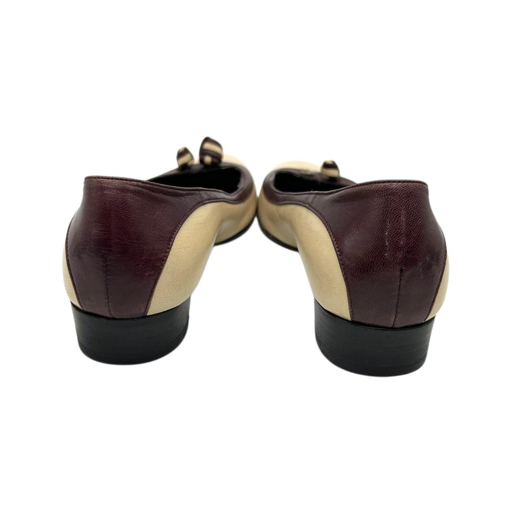 Поношенные туфли-лодочки / балетки Emilio Pucciбежевый/бордовый кожа Женские