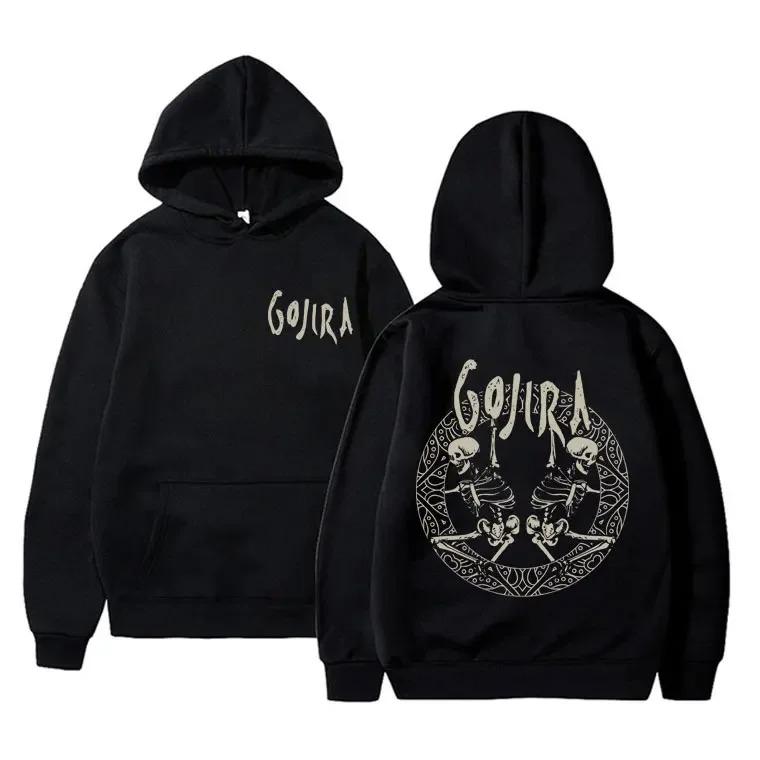 Французская метал-группа Gojira Худи с двусторонним графическим принтом 'Скелет' Мужчины Женщины Винтажный Толстовка с капюшоном Мужской Повседневный Большой размер Худи с капюшоном