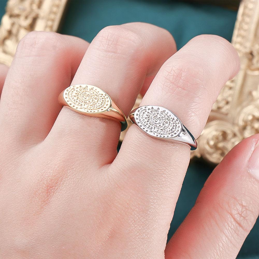 Retro Trendy Korean Punk Girls Sun Moon Copper Open Ring Fashion Jewelry Finger Rings
