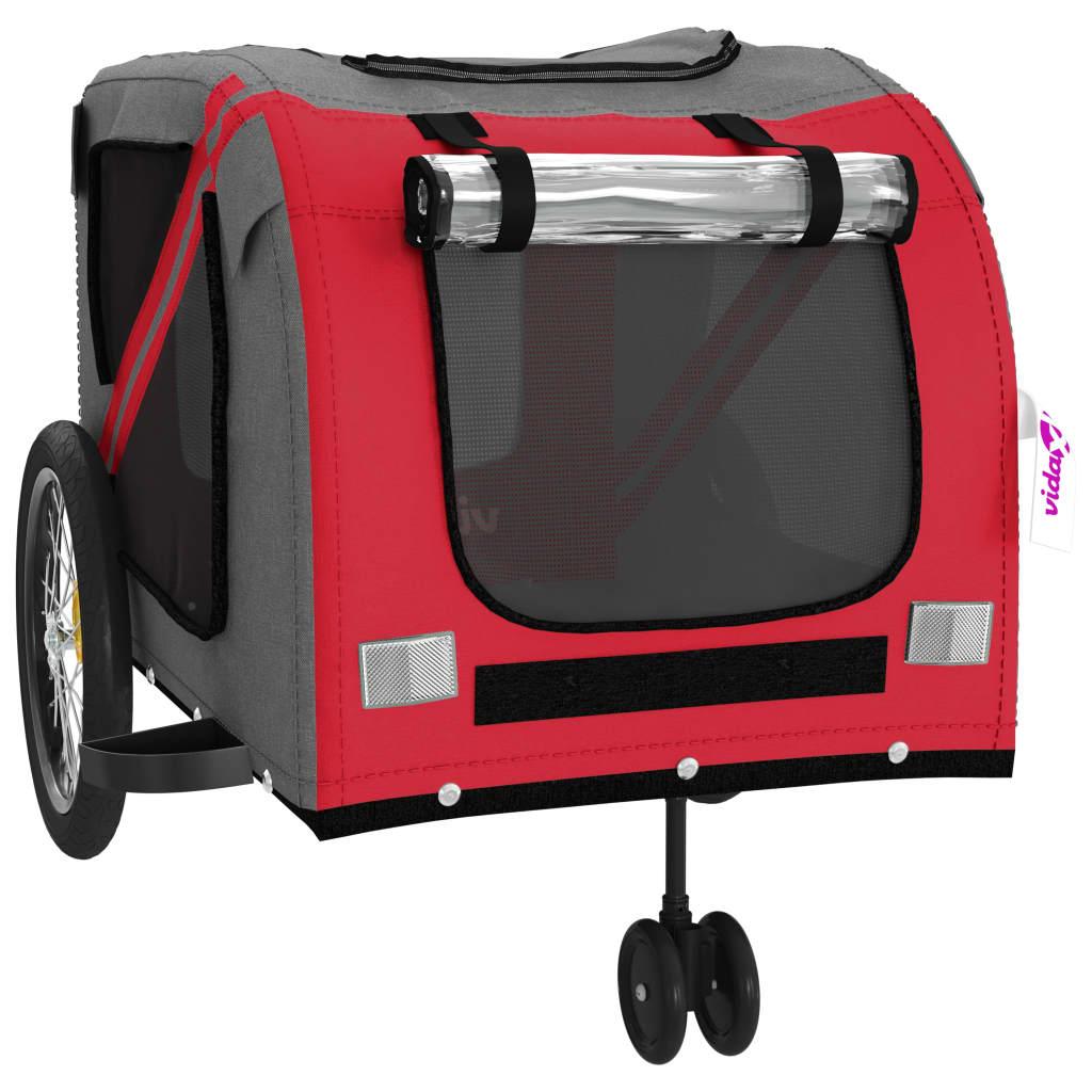 Bicycle Trailer for Dogs Red and Grey Oxford Fabric and Iron