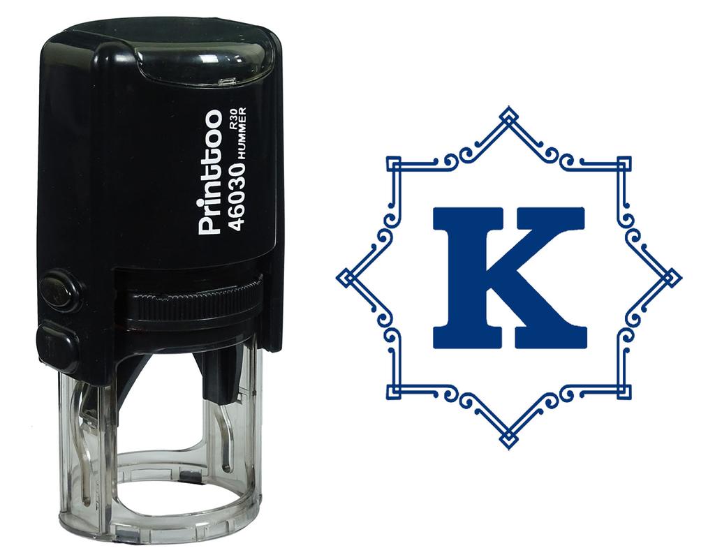 Printtoo Octagon Celtic Swirl Frame Alphabet K Monogram Self Inking Rubber Stamp Office