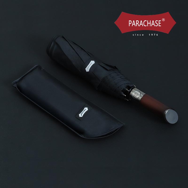 PARACHASE автоматический 121 см очень большой складной зонт из дерева в стиле ретро - идеально подходит для солнца и дождя