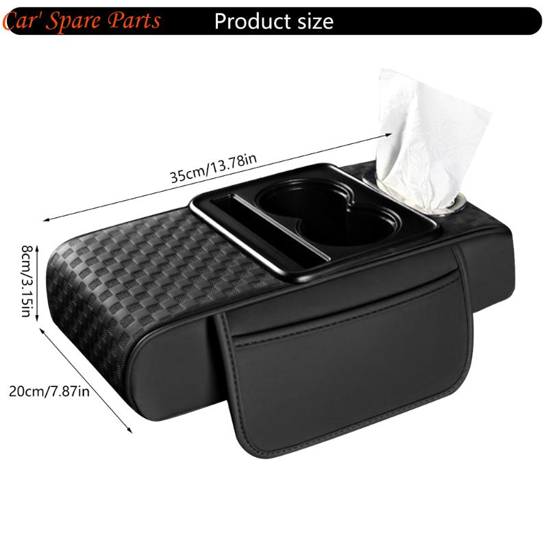 Y4UA Car Armrest Box Thicken Heighten Pad with Tissue Cup Holder Armrest Cushion