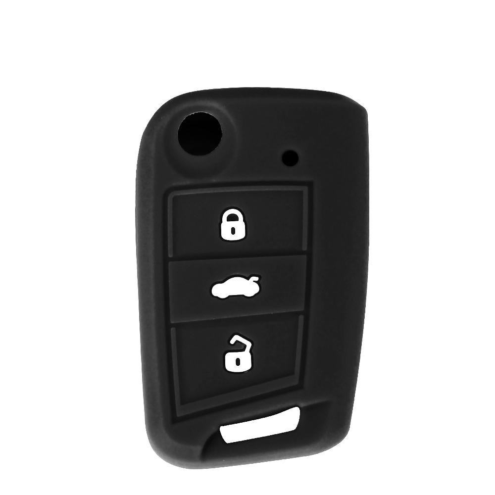 KEYYOU 3 Button Silicone Car Key Case For VW PASSAT Skoda Superb A7 KODIAQ 2015 2016 2017 2018 Remote Fob Cover